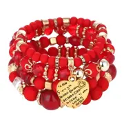 Bohemian Beaded Stretch Bracelet Set, Boho Crystal Jewelry Mothers Birthday G...