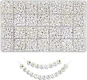 Melius Acrylic Gold Letter Beads, 1450 Pcs 4x7mm Round Alphabet Beads in 28 Grid Box for Jewelry Making, DIY Bracelets, Necklaces, Key Chains, Bracelets