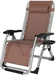 MegLob Car Camping Folding Chair, Foldable Balcony Study Room Elderly Zero Gravity Chair, Nap Beach Poolside Leisure Chair, Sunbathing Tanning Lounge Chair - Alloy Buckle, Strong Bearing Capacity,Brown
