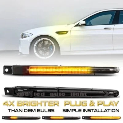 Sequential Smoked LED Fender Side Marker Turn Signal Light For 10-16 BMW M5 F10 (for: BMW)