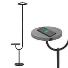 LED Floor Lamp Wireless Charging and Table Top Shelf Tall Standing Black Lamp