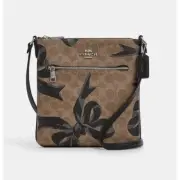 Coach CAB00 Mini Rowan File Bag In Signature Canvas With Bow Print NWT