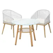 Livsip Outdoor Dining Set Table Lounge Chairs Patio Furniture Setting 3 Piece