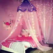 With Lights Bed Canopy,Butterfly Princess Bed Cover and Curtains,Girl Bed Ten...