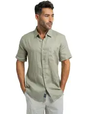 [Coast Clothing Co] Short Sleeve Linen Shirt in Cedar Green