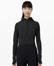 Lululemon Break a Trail Crop 1/2 Zip Hoodie NWT Sz 6 Black LW3DL4S
