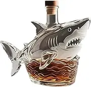 Unique Lead-Free Glass Shark Whiskey Decanter – Animal Statue Liquor Bottle & Personalized Shark Figurine Set, Perfect for Shark & Whiskey Lovers