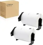 AYMSous Compatible 2 Pack DK-1247 Die-Cut White Label Paper (4.07" x 6.4" / 103mm x 164mm) with 2 Refillable Cartridge Replacement for Brother DK-1247 for QL Label Printers (180 Labels/Rolls)