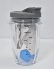 Ninja 400mL 12oz Blender Cup Clear w Gray Lid Genuine OEM Replacement Part