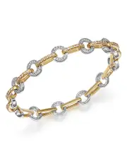 Diamond Circle Link Bracelet in 14K Yellow and White Gold, 1.35 ct. t. w.