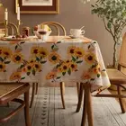 Sunflower Tablecloth,Orange Floral Table Cloth for Square Tables,Waterproof R...