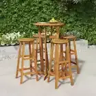 5Pieces Outdoor Bar Table 4 Seater Stools Bistro Set Patio Furniture Acacia Wood