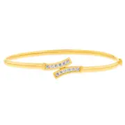 9ct Yellow Gold Silverfilled Two Row Cubic Zirconia Bangle