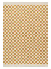 Segundo Yellow and Cream Checkered Washable Rug