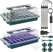 80 Cells Seed Starter Tray with Grow Light and Humidity Dome (2 Pack)