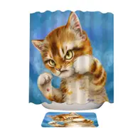 Cool Cat Designs the Fighter Kitten Shower Curtain