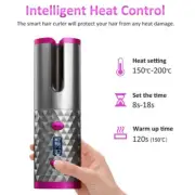 Hair Curler LCD Cordless Auto Rotating Waver Curling Iron Ceramic Wireless