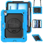 MCC Shockproof iPad Air 11" 2024 M2 Strap Rugged Case Cover Apple 6th Gen 6 [Light Blue]