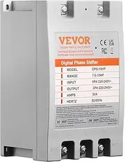 VEVOR 3 Phase Converter - 10HP 30A 220V Single Phase to 3 Phase Converter, Digital Phase Shifter for Residential and Light Commercial Use, 220V-240V Input/Output (One Converter for One Motor Only)
