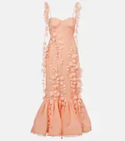 [Zimmermann] Zimmermann Dawning linen and silk midi dress AU 8 pink