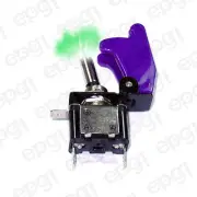 TOGGLE SWITCH GREEN ILLUMINATED ON/OFF SPST 3P w/PURPLE COVER #662052/665009