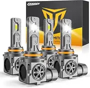 Termitor 9005 9006 LED Bulbs Combo, 80,000LM 10X Super Bright HB3 HB4 Fog Lights 6500K Cool White, 1:1 Halogen Mini Size, 70,000Hrs Lifespan, Plug and Play, Pack of 4