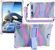 Hybrid Case, Universal Silicone Case for 10.1 inch tablet, Colorful Purple Case for TECLAST Tab、OSCAL Tab、BENEVE 10"、HiGrace 10"、Blackview Tab7/8 WIFI、HotLight Tab、SGIN 10.1" with Pen Shoulder Strap