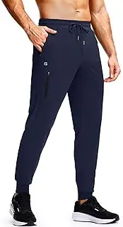 [GGJ] Men's Athletic Joggers with Zipper Pockets Stretch Tapered Running Sweatpants Gym Jogging Workout Pants for Men