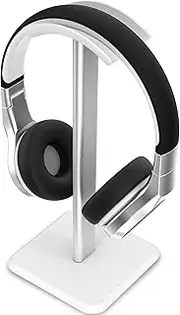 Geepen Headphone Stand, Headset Stand with Aluminum Supporting Bar, ABS Solid Base Universal Fit for Gaming Headsets, Wireless Headphones White