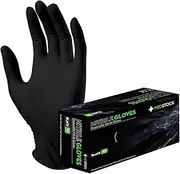 [MEDSTOCK] Black Nitrile Gloves, Disposable, Medical Grade Hand Protection, Food Safe, Powder & Latex-Free, Non-Sterile, Textured Fingertips, Beaded Cuff, 5 grams