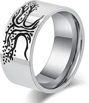 [SCOCCA] Nordic Tree of Life Titanium Steel Ring, Minimalist Tree of Life Stainless Steel Ring