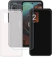 [LCEHTOGYE] Case for Nokia XR21 + Tempered Glass Screen Protector, Slim Translucent + Black Soft TPU Bumper Protective Phone Case Cover for Nokia XR21 (6,49")