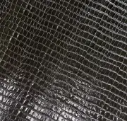 Croc print GLOSS BLACK Leather OffCuts crocodile Off cut Remnants RATS BUM
