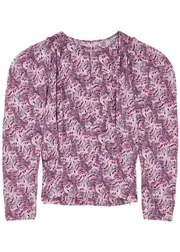 Isabel Marant Zarga Printed Stretch-silk Blouse - Mauve - 42 (UK14 / L) 42 (UK14 / L)