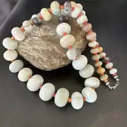 Blue Amazonite Orange Spiny Navajo Sterling Silver Bead Necklace 23” 18074