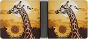 [RTSEBVN] Slim Credit Card Holder Personalized Leather Giraffe And Sunflower Money Clip Gifts Wallet For Men Women, Giraffe and sunflower, One size