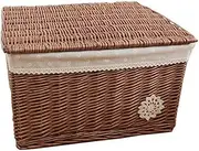 Country Style Rattan Basket Wicker Storage Box Lid for Living Room Bedroom Home Decor