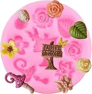 XMOLDNMS Enchanted Vintage Fairy Garden Fairy Silicone Molds Flower Leaf Fondant Mold For Cake Decorating Cupcake Topper Candy Chocolate Gum Paste Polymer Clay