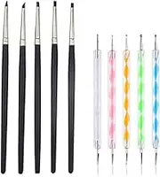 COMIART 5pcs Size 0 Silicone Color Shaper Painting Brushes +2 Way Ball Stylus Dotting Pen Embossing Pattern Tools Set for Pottery Polymer Clay Sculpture,Ceramic Craft, Nail Art