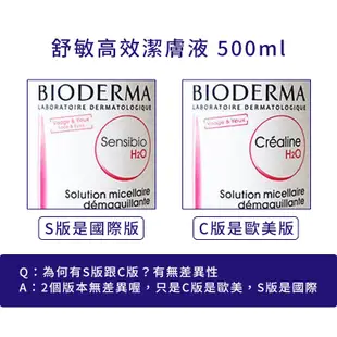 法國醫美Bioderma 貝膚黛瑪 舒敏 高效潔膚液 500ml 貝德瑪 卸妝水 潔膚水 (5.9折)