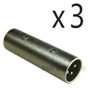 3 Pack - 3-Pin XLR Male to Male Plug Coupler Gender Changer Audio Mic DJ Adapter