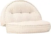 Beige Pouffe - 100x20 cm Round Cotton Fabric Furniture, Patio Seat, Chair Cushion, Outdoor Pillow, Sofa Furniture Set