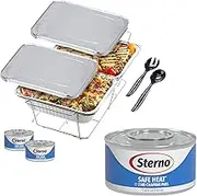 Sterno Disposable Complete Chafing Dish Buffet Set, 4-Hour Chafer Fuel, Food Warmers, Warming Trays, Lids & Serving Utensils