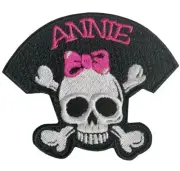 Annie Name Skull & Pink Bow 3.0” x 2.75” Iron or Sew On Embroidered Patch NEW!