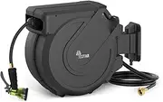 Retractable Garden Hose Reel 1/2"x130 ft, AutomaticHose Reel with 7 Pattern Nozzle, Any Length Lock Wall Mounted &180 Deg Swivel