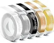 Anycolor Replacement for Embossing Tape Compatible with Omega S0717930 Junior S0717900 Label Maker 9mm Embossing Tape Black Clear Gold Silver Champagne Gold for E-101 E-303 E975