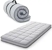 Jamdok 10cm Cot Mattress Topper,Narrow Twin Gel Infused Memory Foam,Removable Pillowtop Cover,Roll Up Floors Mat,Portable Folding Sleep Pad(190X75X10cm)