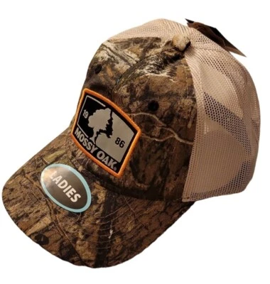 Mossy Oak Ladies Adjustable Baseball Snap-back Hat Camo Hunting Fishing Outdoors