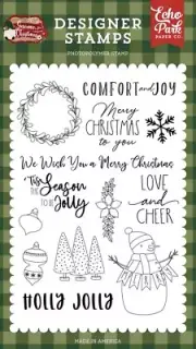 ECHO PARK Clear stamp set - COMFORT AND JOY, 13 pc snowman, wreaths, trees