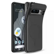 For Google Pixel 8 MagSafe Silicone Silky Soft Case with Microfiber TPU Ultra Slim Anti Scratch Shockproof Cover (Black)